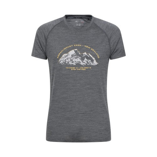 Front - Mountain Warehouse Mens Quest Printed Merino Blend Thermal Top