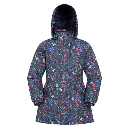 Front - Mountain Warehouse Childrens/Kids Dale Floral Waterproof Jacket