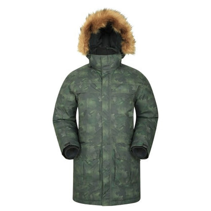 Front - Mountain Warehouse Mens Antarctic Extreme Camo Down Waterproof Jacket