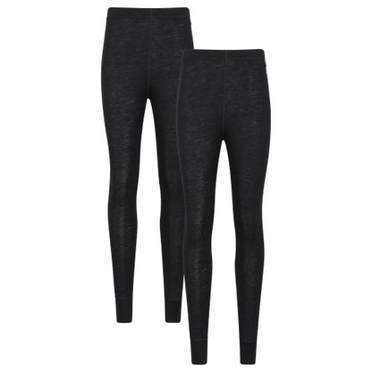 Front - Mountain Warehouse Womens/Ladies Merino Wool Base Layer Bottoms (Pack of 2)