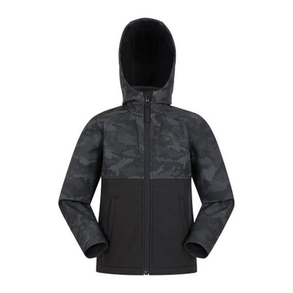 Front - Mountain Warehouse Childrens/Kids Exodus Camouflage Soft Shell Jacket