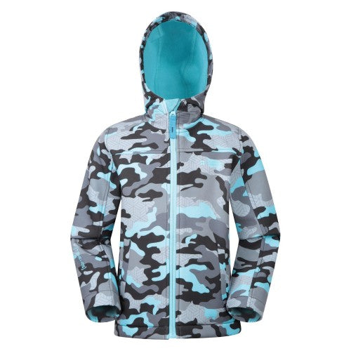 Front - Mountain Warehouse Childrens/Kids Exodus II Animal Print Water Resistant Soft Shell Jacket