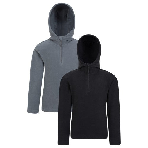 Front - Mountain Warehouse Childrens/Kids Camber Quarter Zip Hoodie (Pack Of 2)