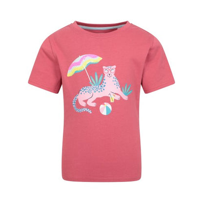 Front - Mountain Warehouse Childrens/Kids Lazy Leopard Organic T-Shirt