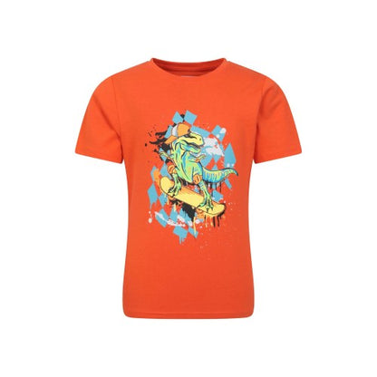 Front - Mountain Warehouse Childrens/Kids Skateboard Dino Organic T-Shirt