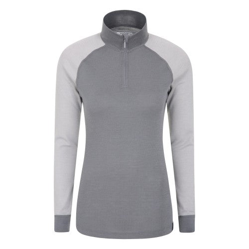 Front - Mountain Warehouse Womens/Ladies Merino Wool Zip Neck Thermal Top