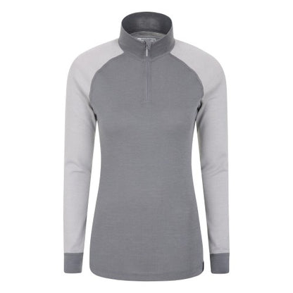 Front - Mountain Warehouse Womens/Ladies Merino Wool Zip Neck Thermal Top
