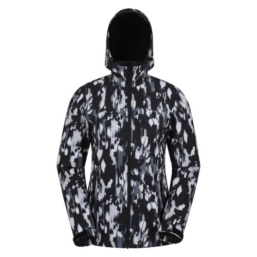 Front - Mountain Warehouse Womens/Ladies Exodus Patterned Water Resistant Soft Shell Jacket
