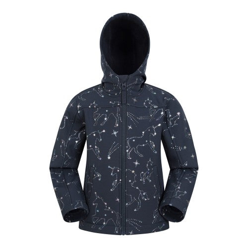 Front - Mountain Warehouse Childrens/Kids Exodus II Unicorn Water Resistant Soft Shell Jacket