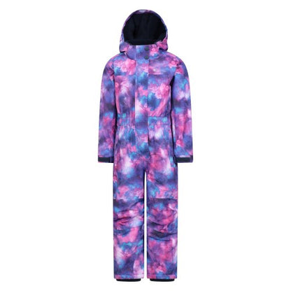 Front - Mountain Warehouse Childrens/Kids Cloud Print Waterproof All In One Snowsuit