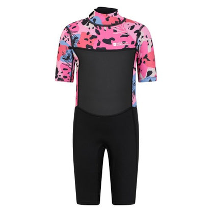 Front - Mountain Warehouse Childrens/Kids Shorty Printed Wetsuit