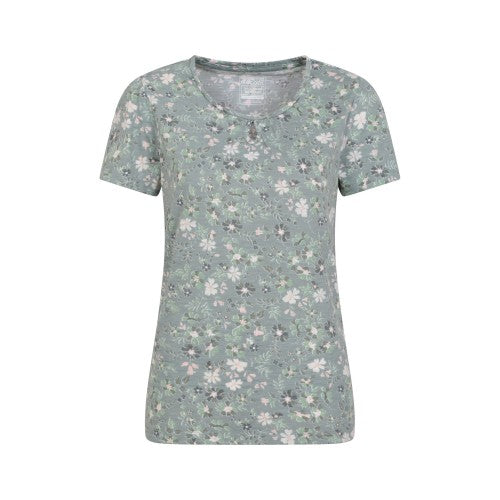 Front - Mountain Warehouse Womens/Ladies Devon Flowers Keyhole T-Shirt