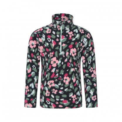 Front - Mountain Warehouse Childrens/Kids Endeavour Floral Half Zip Fleece Top