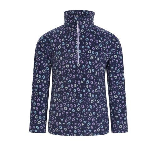 Front - Mountain Warehouse Childrens/Kids Endeavour Leopard Print Half Zip Fleece Top