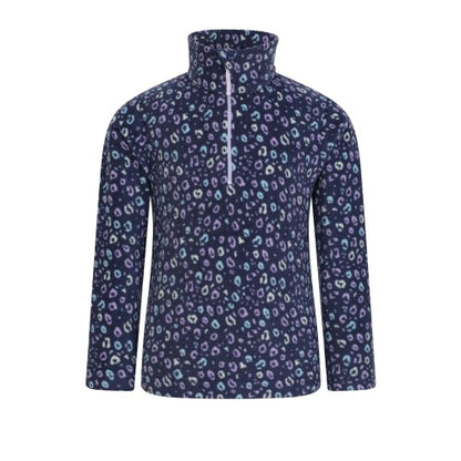 Front - Mountain Warehouse Childrens/Kids Endeavour Leopard Print Half Zip Fleece Top