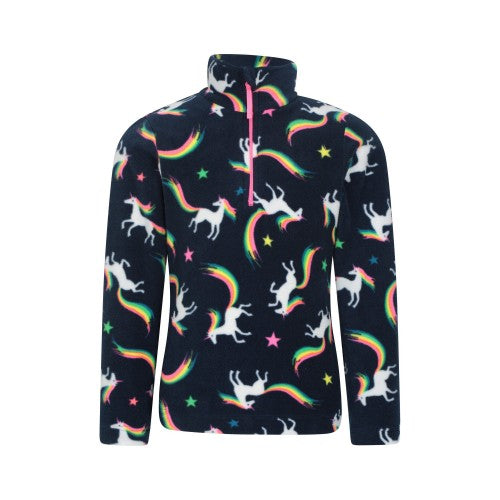 Front - Mountain Warehouse Childrens/Kids Endeavour Unicorn Half Zip Fleece Top