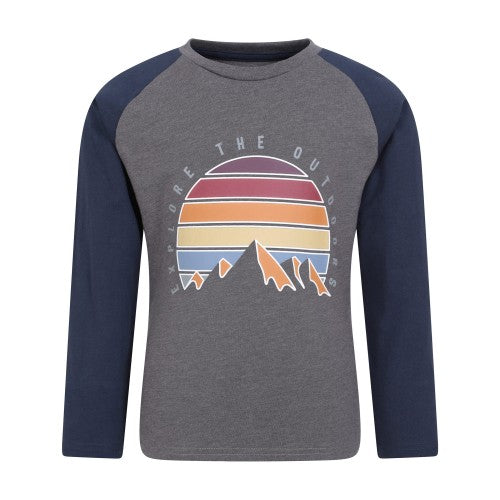 Front - Mountain Warehouse Childrens/Kids Mountain Landscape Long-Sleeved Top