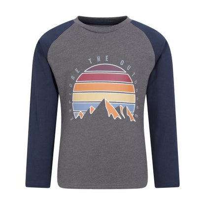 Front - Mountain Warehouse Childrens/Kids Mountain Landscape Long-Sleeved Top