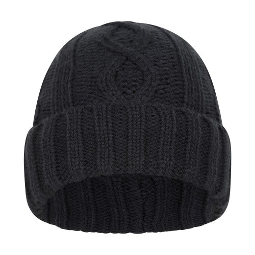 Front - Mountain Warehouse Mens Cable Fleece Lined Waterproof Beanie