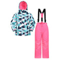 Front - Mountain Warehouse Childrens/Kids Geometric Ski Jacket & Trousers Set