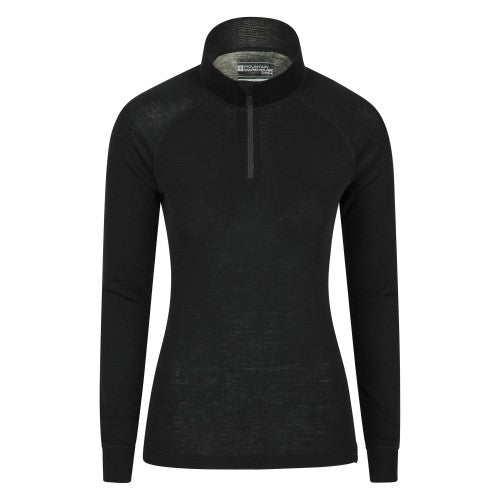 Front - Mountain Warehouse Womens/Ladies Merino Wool Zip Neck Long-Sleeved Thermal Top
