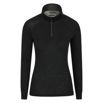 Front - Mountain Warehouse Womens/Ladies Merino Wool Zip Neck Long-Sleeved Thermal Top