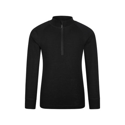 Front - Mountain Warehouse Childrens/Kids Merino Blend Half Zip Base Layer Top