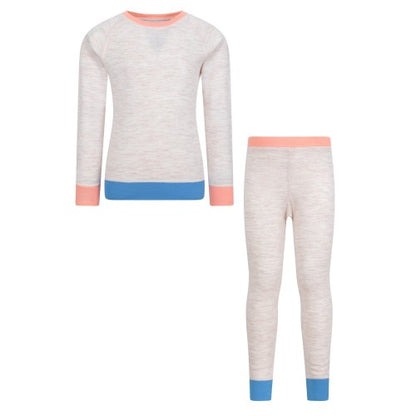 Front - Mountain Warehouse Childrens/Kids Colour Block Merino Wool Base Layer Set