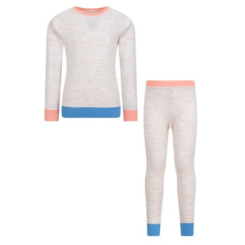 Front - Mountain Warehouse Childrens/Kids Colour Block Merino Wool Base Layer Set