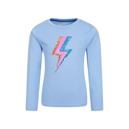 Front - Mountain Warehouse Childrens/Kids Lightning Bolt Organic Sequins Long-Sleeved T-Shirt