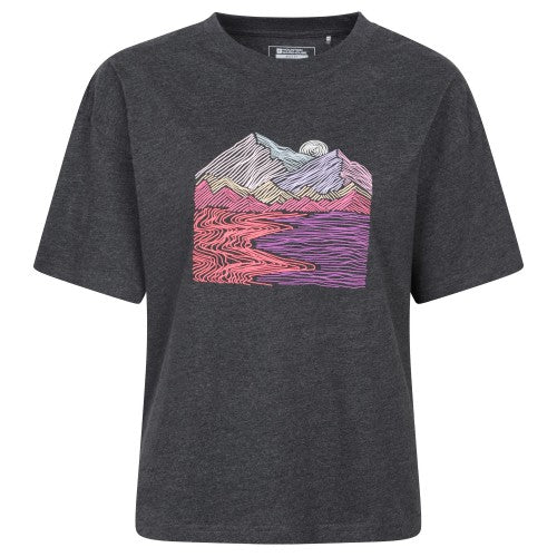 Front - Mountain Warehouse Womens/Ladies Landscape Boxy T-Shirt