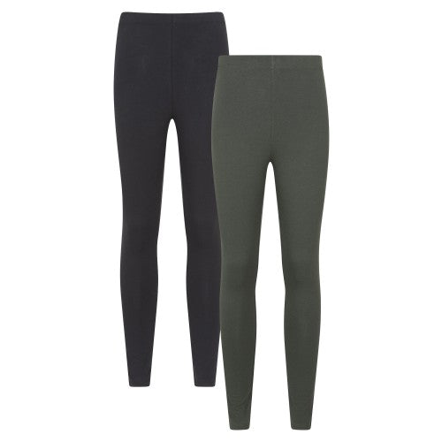 Front - Mountain Warehouse Womens/Ladies Cotton Blend Leggings (Pack of 2)