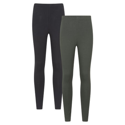 Front - Mountain Warehouse Womens/Ladies Cotton Blend Leggings (Pack of 2)