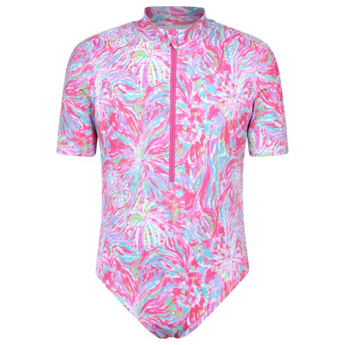 Front - Mountain Warehouse Childrens/Kids Mira Printed Rash Guard Swimsuit