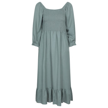 Front - Mountain Warehouse Womens/Ladies Cadiz Shirred Long-Sleeved Midi Dress