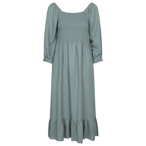 Front - Mountain Warehouse Womens/Ladies Cadiz Shirred Long-Sleeved Midi Dress