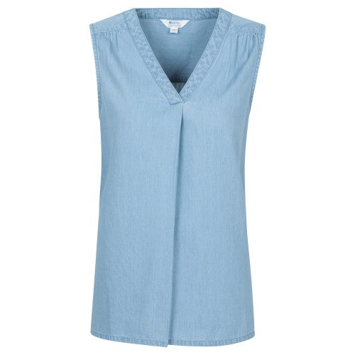 Front - Mountain Warehouse Womens/Ladies Tuscany Chambray Sleeveless Shirt