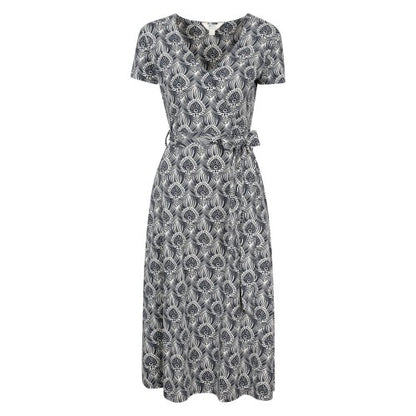 Front - Mountain Warehouse Womens/Ladies Santorini Peacock Feather Midi Wrap Dress