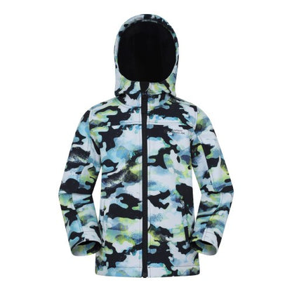 Front - Mountain Warehouse Childrens/Kids Exodus Printed Water Resistant Soft Shell Jacket