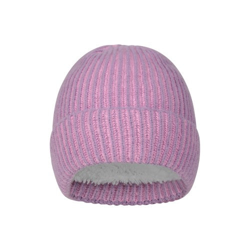 Front - Mountain Warehouse Childrens/Kids IsoTherm Faux Fur Lined Ribbed Beanie