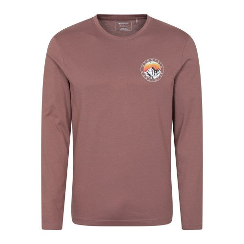 Front - Mountain Warehouse Mens Circle Mountain Sunset Graphic Long-Sleeved T-Shirt