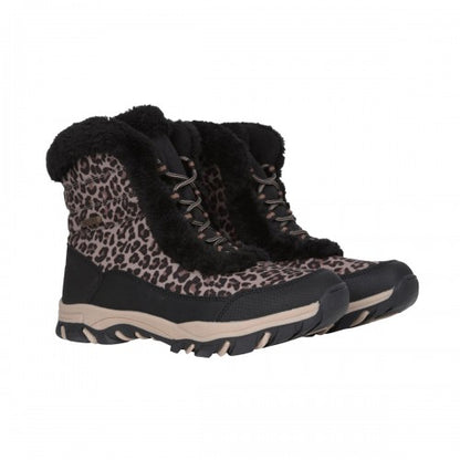 Front - Mountain Warehouse Womens/Ladies Ohio Leopard Print Thermal Snow Boots