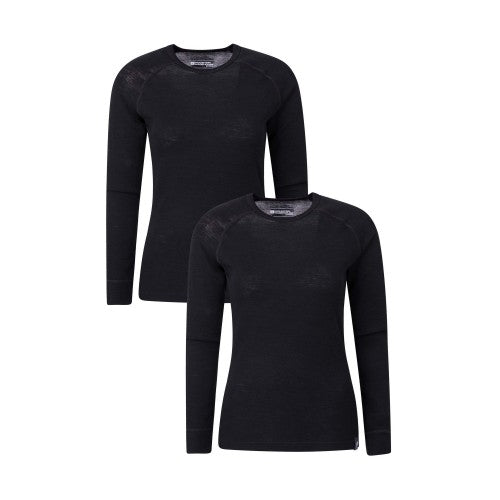 Front - Mountain Warehouse Womens/Ladies Merino Blend Long-Sleeved Thermal Top (Pack of 2)