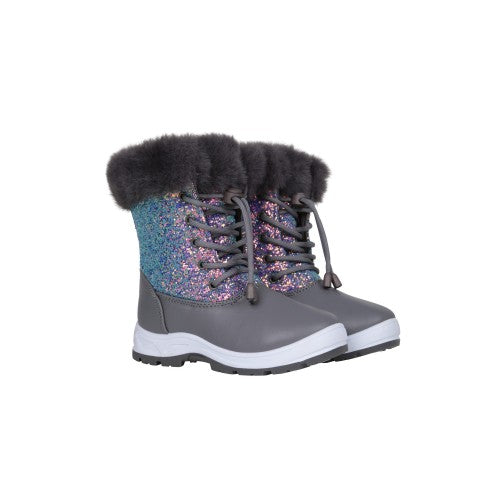 Front - Mountain Warehouse Childrens/Kids Fizz Faux Fur Lined Snow Boots