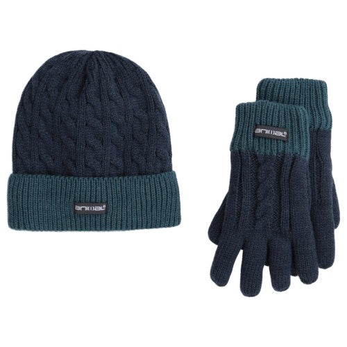 Front - Animal Childrens/Kids Faux Fur Lined Hat And Gloves Set