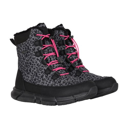 Front - Mountain Warehouse Childrens/Kids Tahoe Leopard Print Suede Snow Boots