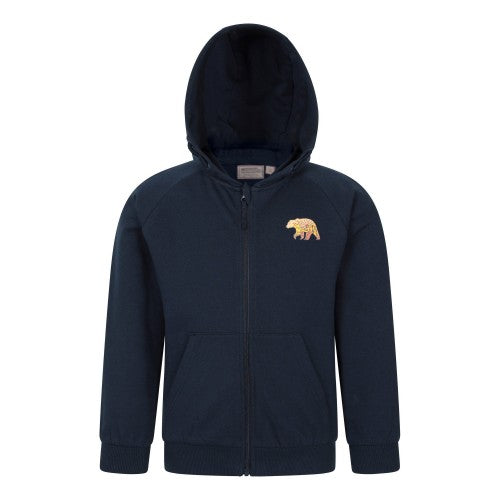 Front - Mountain Warehouse Childrens/Kids Walking Bear Full Zip Drawstring Hoodie