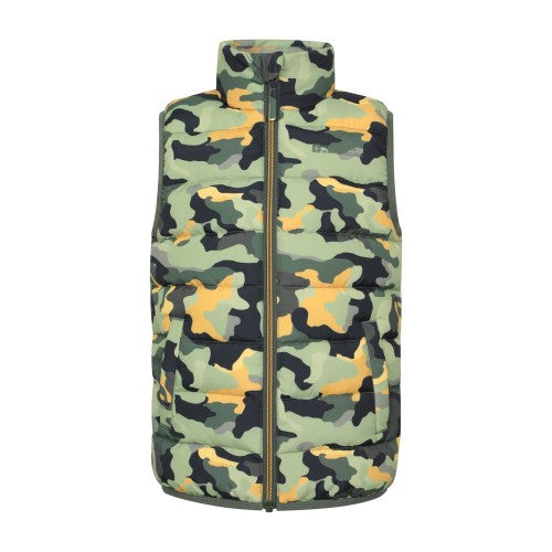 Front - Mountain Warehouse Childrens/Kids Rocko Camo Padded Gilet