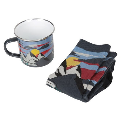 Front - Mountain Warehouse Unisex Adult Rising Sun Mug and Sock Set
