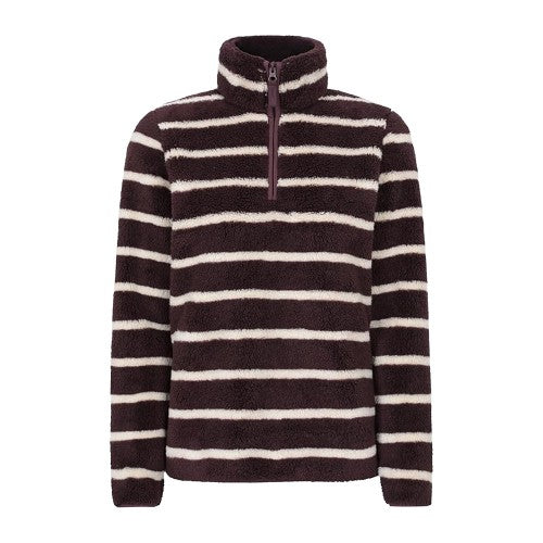 Front - Mountain Warehouse Womens/Ladies Teddy Striped Quarter Zip Fleece Top